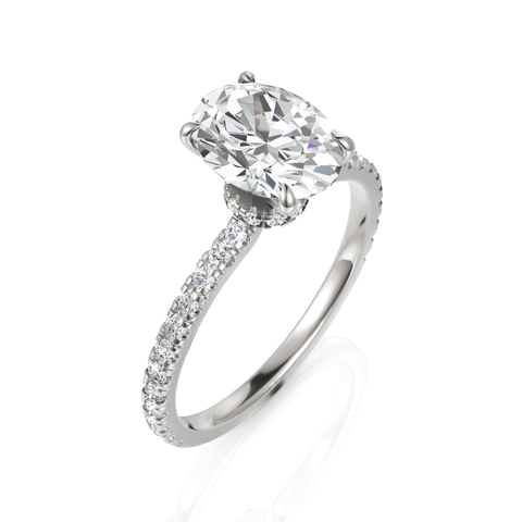 1.79CT Oval Lab Diamond Hidden Halo Accent Engagement Ring - Buvea Jewels