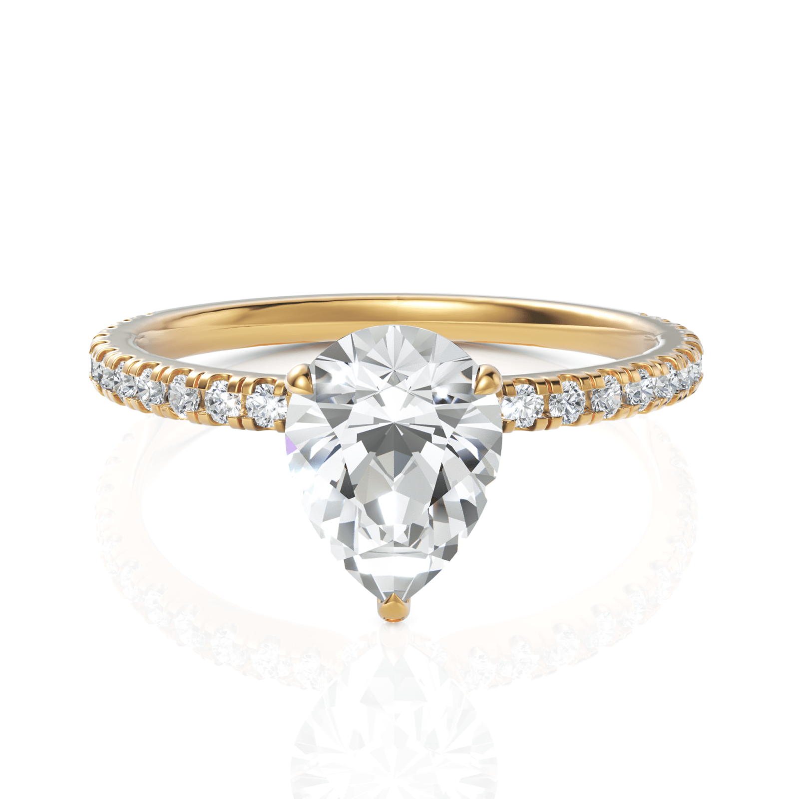 1.79CT Pear Lab Diamond Hidden Halo Accent Engagement Ring - Buvea Jewels