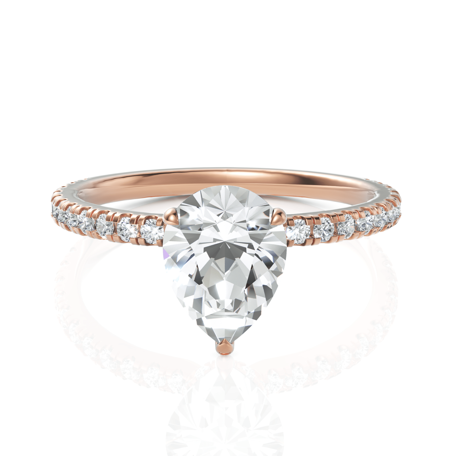 1.79CT Pear Lab Diamond Hidden Halo Accent Engagement Ring - Buvea Jewels