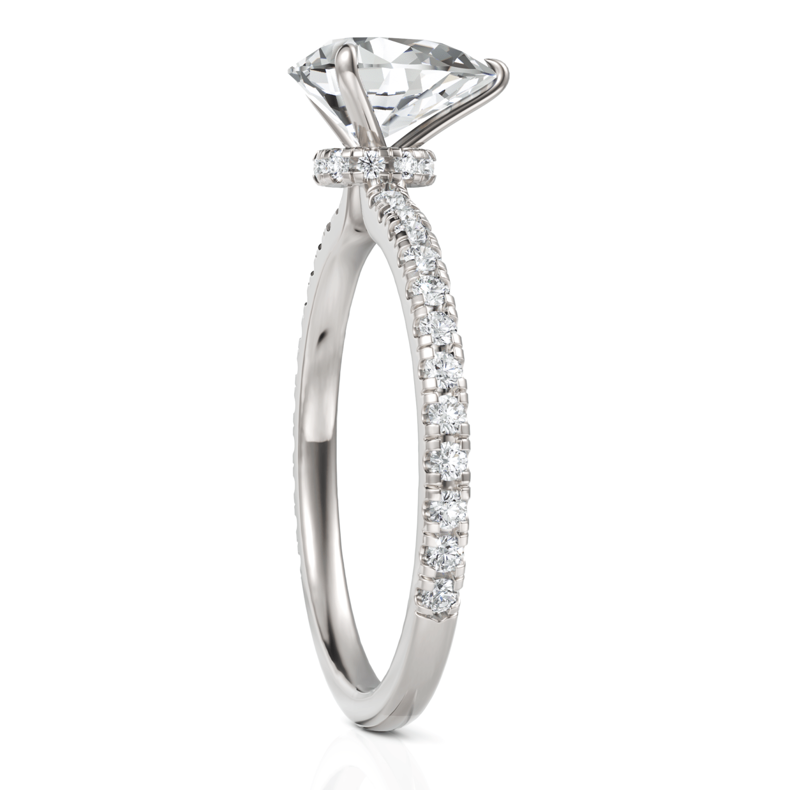 1.79CT Pear Lab Diamond Hidden Halo Accent Engagement Ring - Buvea Jewels