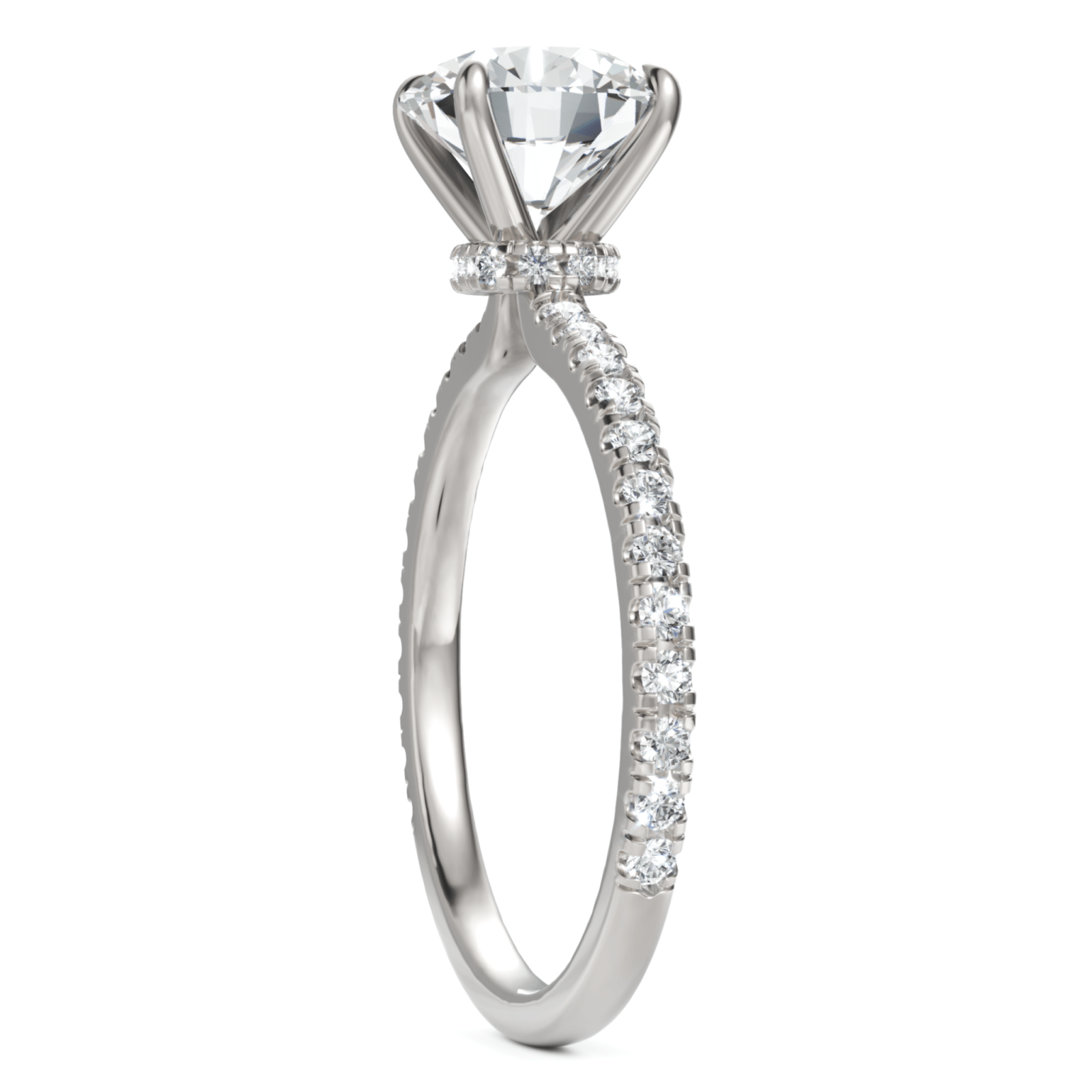 1.79CT Round Lab Diamond Hidden Halo Accent Engagement Ring - Buvea Jewels