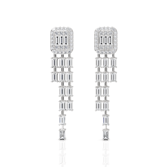 1.82CT Baguette Round Lab Diamond Premium Drop Earrings - Buvea Jewels