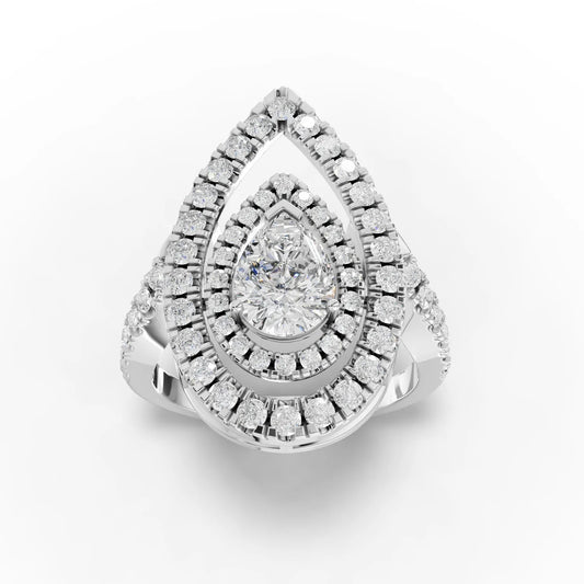 1.84CT Pear Moissanite Premium Halo Accent Engagement Ring - Buvea Jewels