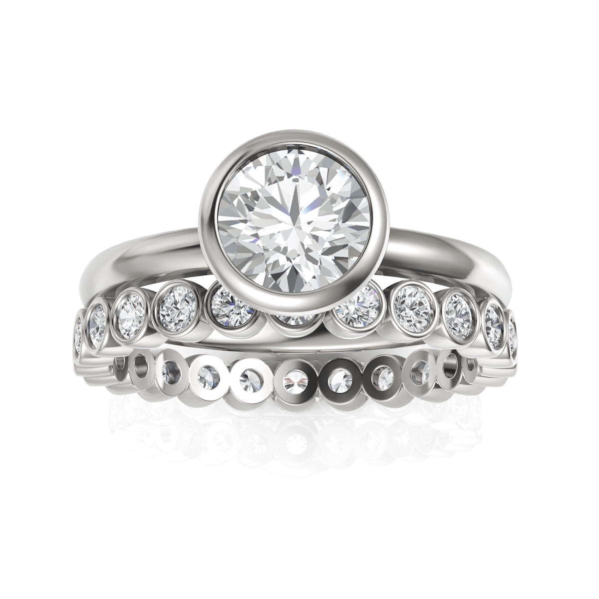 1.84CT Round Lab Diamond Bridal Set Ring - Buvea Jewels