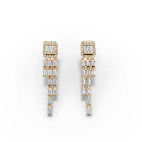 1.85CT Baguette Round Lab Diamond Premium Drop Earrings - Buvea Jewels