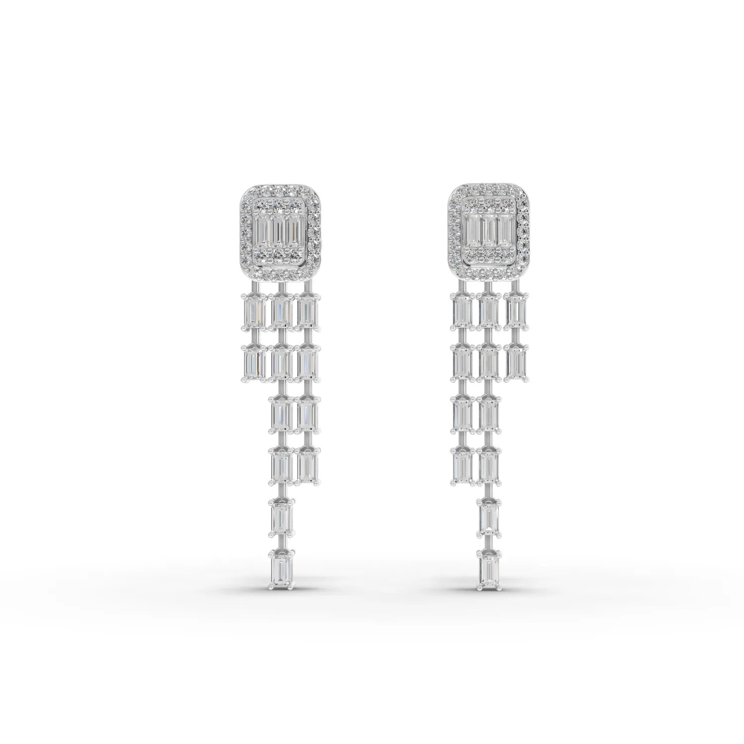 1.85CT Baguette Round Lab Diamond Premium Drop Earrings - Buvea Jewels