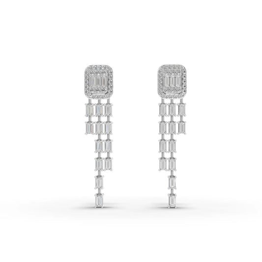 1.85CT Baguette Round Lab Diamond Premium Drop Earrings - Buvea Jewels