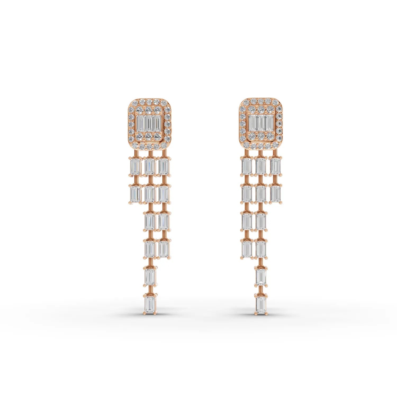1.85CT Baguette Round Lab Diamond Premium Drop Earrings - Buvea Jewels