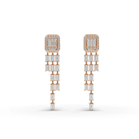 1.85CT Baguette Round Lab Diamond Premium Drop Earrings - Buvea Jewels
