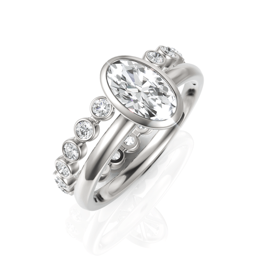 1.89CT Oval Lab Diamond Bezel Set Ring - Buvea Jewels