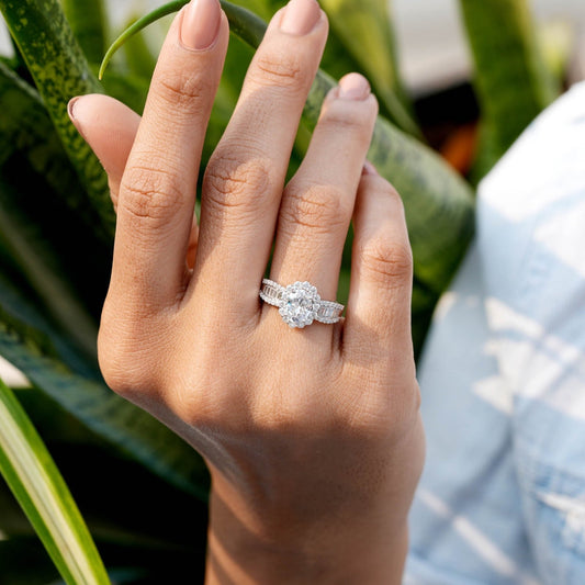 1.89CT Oval Lab Diamond Premium Halo Engagement Ring - Buvea Jewels