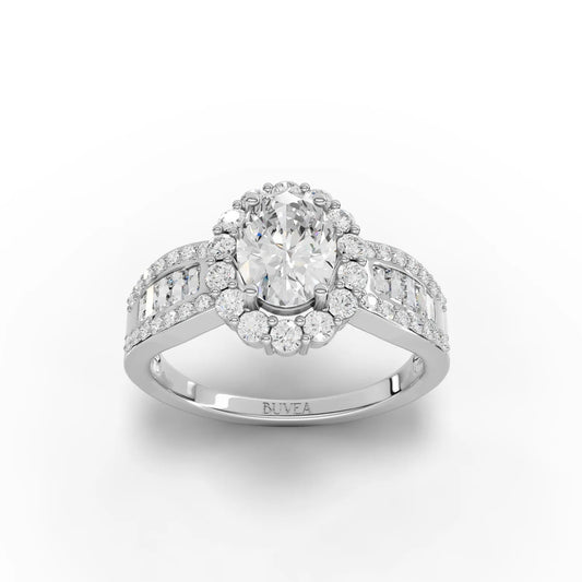 1.89CT Oval Lab Diamond Premium Halo Engagement Ring - Buvea Jewels