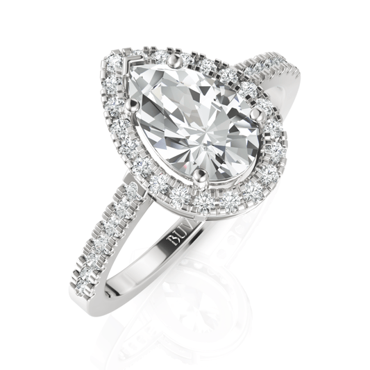 1.8CT Pear Lab Diamond Premium Halo Engagement Ring - Buvea Jewels