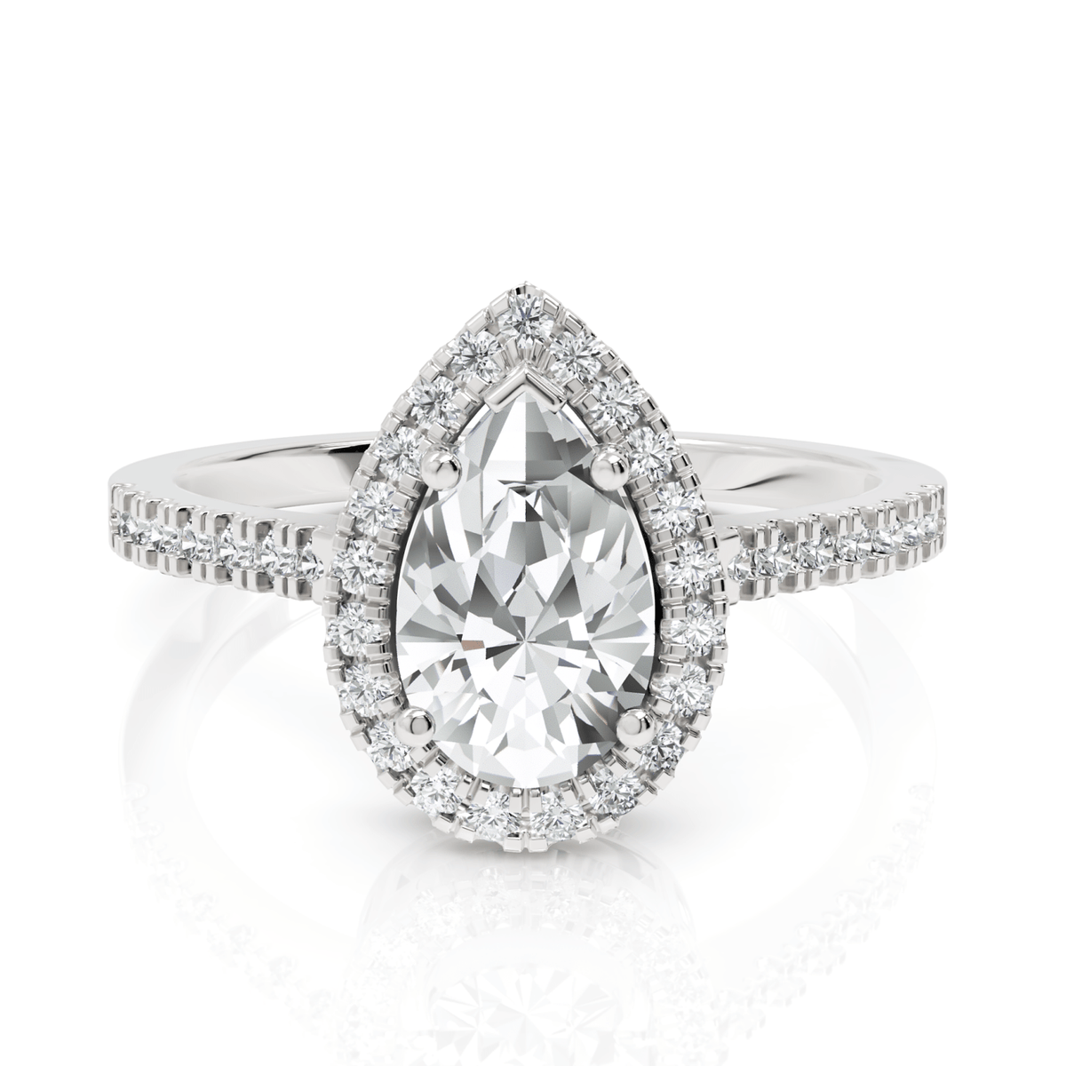 1.8CT Pear Lab Diamond Premium Halo Engagement Ring - Buvea Jewels