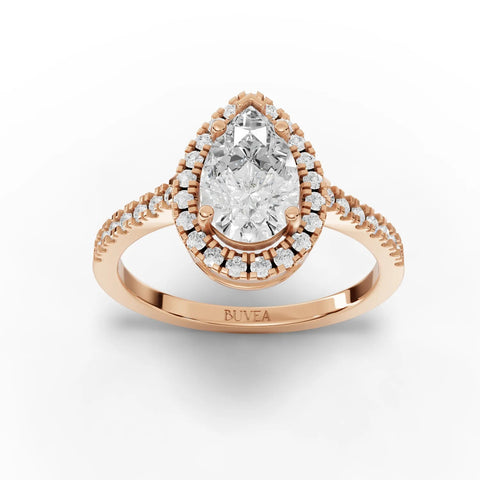 1.8CT Pear Moissanite Premium Halo Engagement Ring - Buvea Jewels