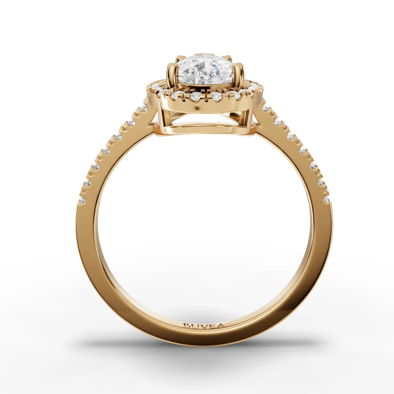 1.8CT Pear Moissanite Premium Halo Engagement Ring - Buvea Jewels