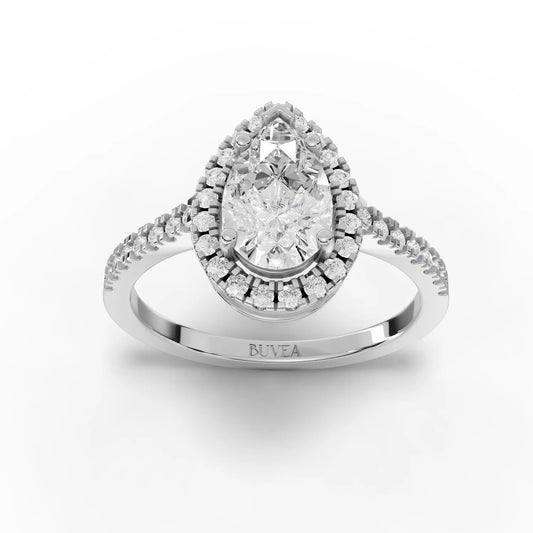 1.8CT Pear Moissanite Premium Halo Engagement Ring - Buvea Jewels