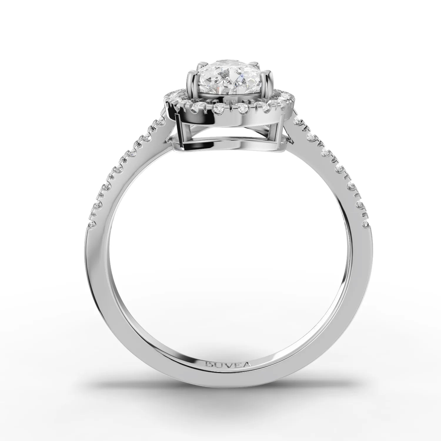 1.8CT Pear Moissanite Premium Halo Engagement Ring - Buvea Jewels