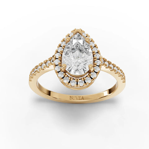 1.8CT Pear Moissanite Premium Halo Engagement Ring - Buvea Jewels