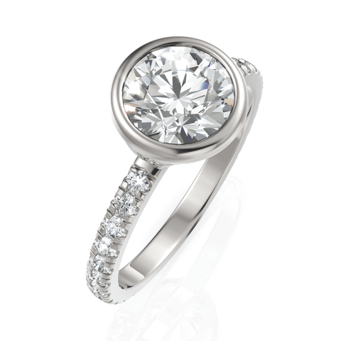 1.92CT Round Lab Diamond Accent Engagement Ring - Buvea Jewels