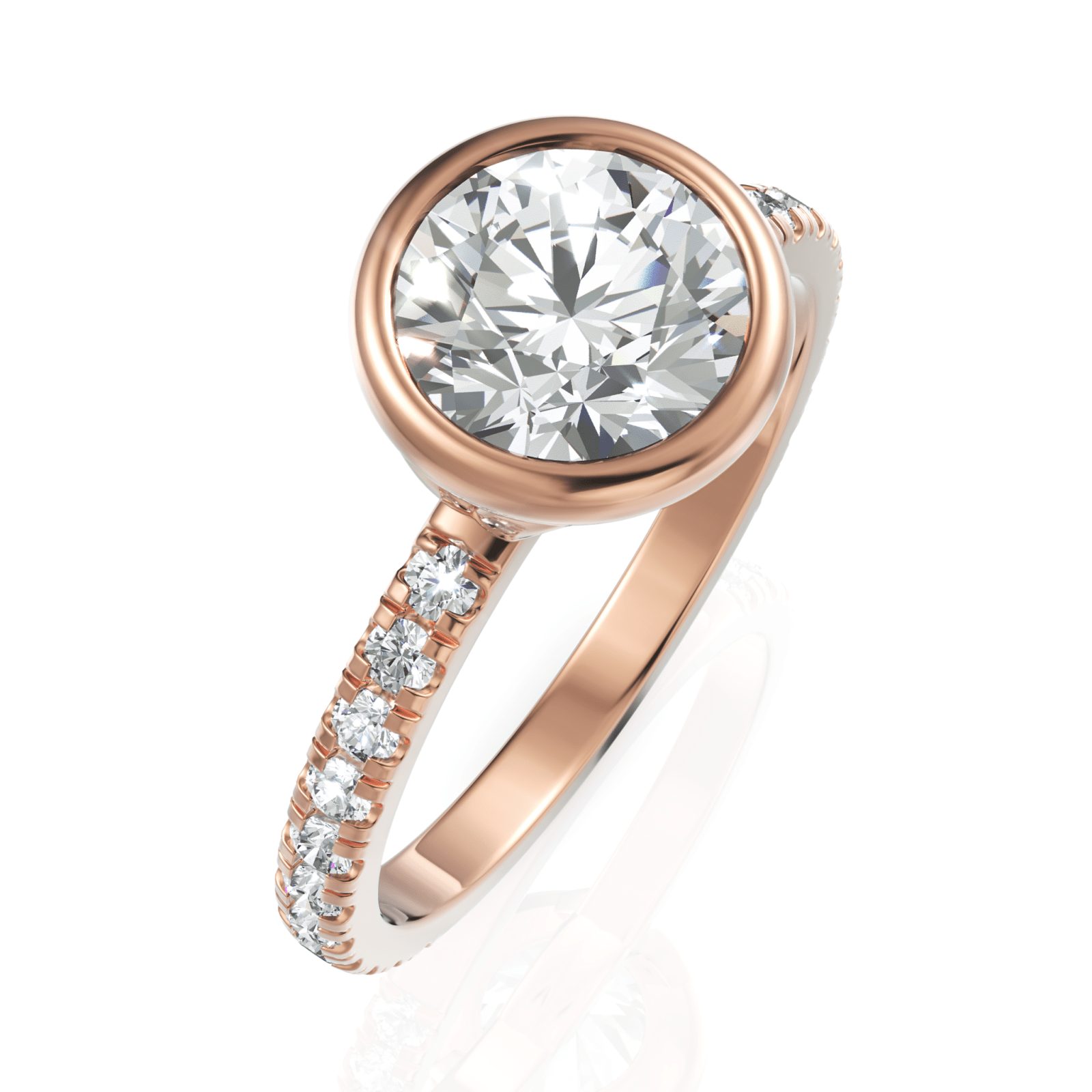 1.92CT Round Lab Diamond Accent Engagement Ring - Buvea Jewels