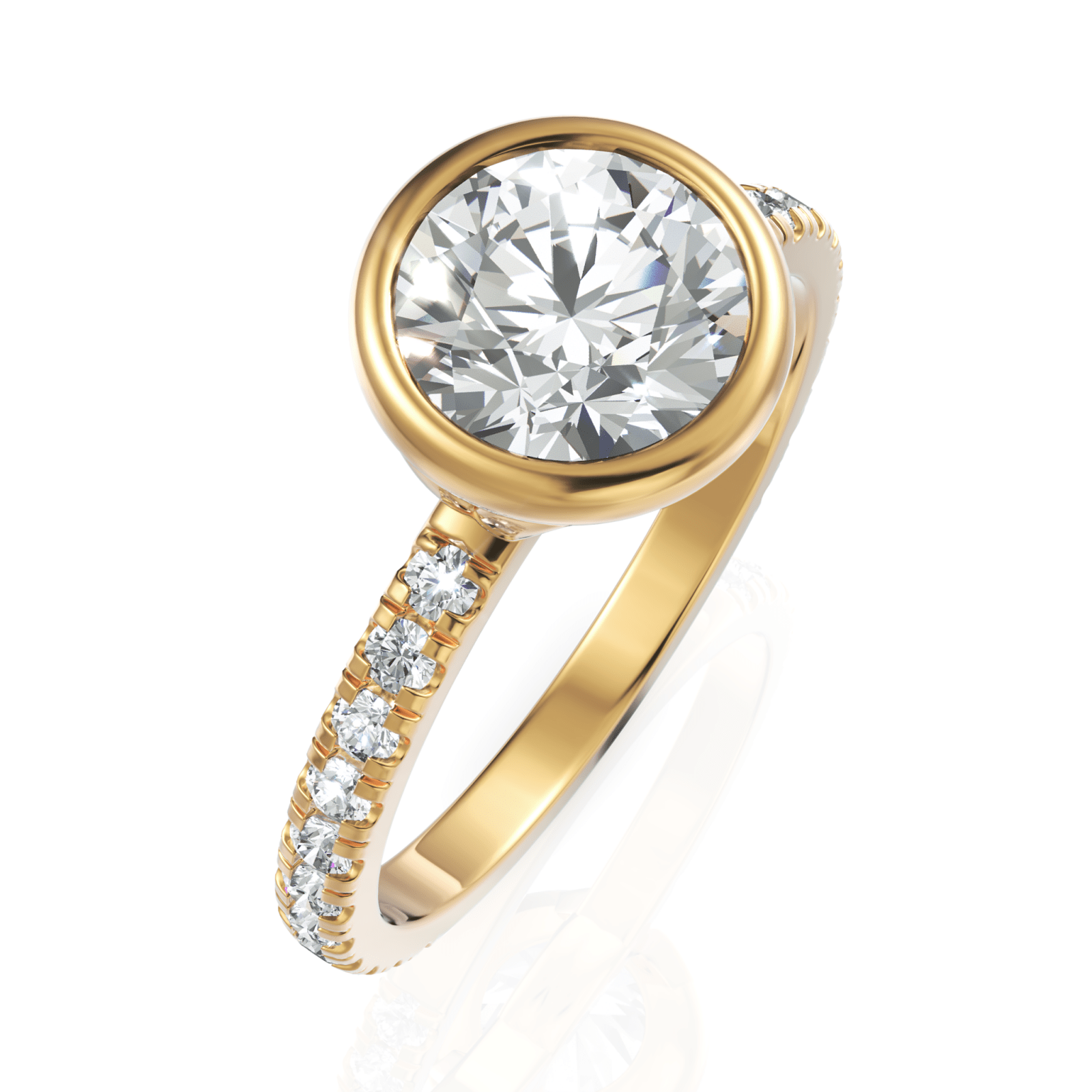 1.92CT Round Lab Diamond Accent Engagement Ring - Buvea Jewels