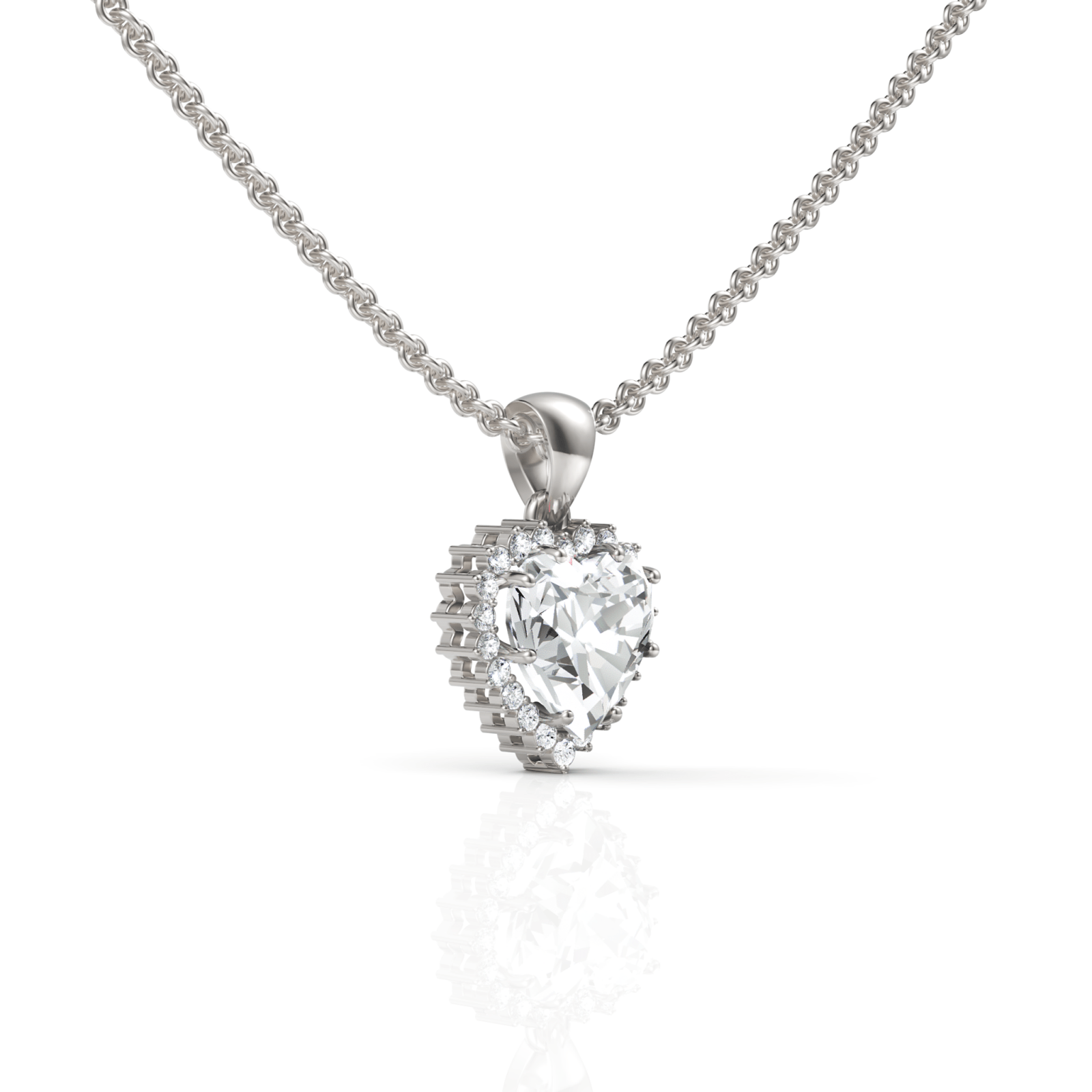 1.97CT Heart Lab Diamond Halo Necklace - Buvea Jewels