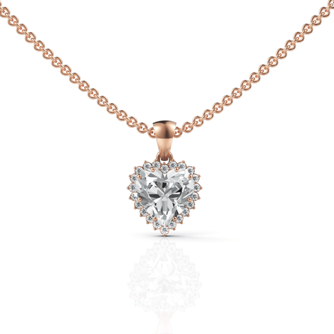 1.97CT Heart Lab Diamond Halo Necklace - Buvea Jewels