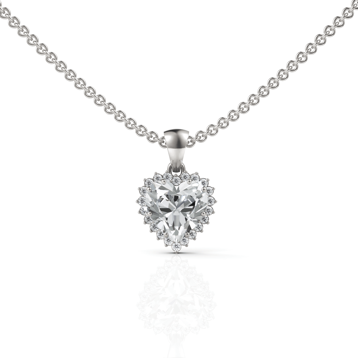 1.97CT Heart Lab Diamond Halo Necklace - Buvea Jewels