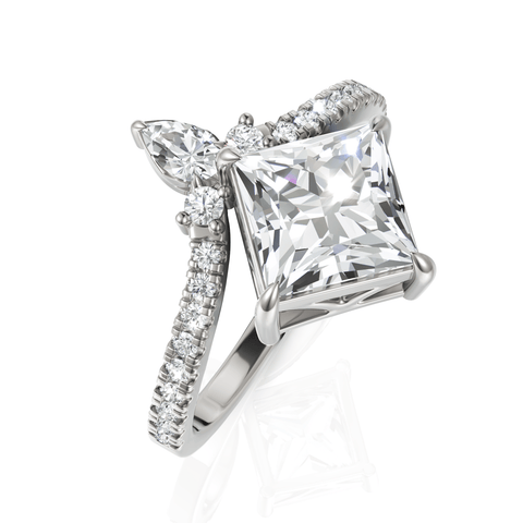 1.97CT Princess Lab Diamond Accent Engagement Ring - Buvea Jewels