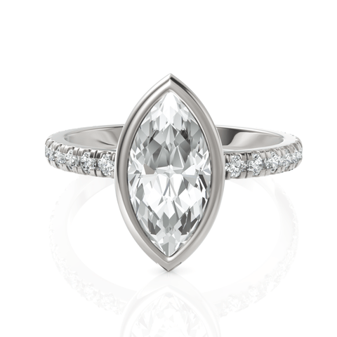 1.9CT Marquise Lab Diamond Accent Engagement Ring - Buvea Jewels