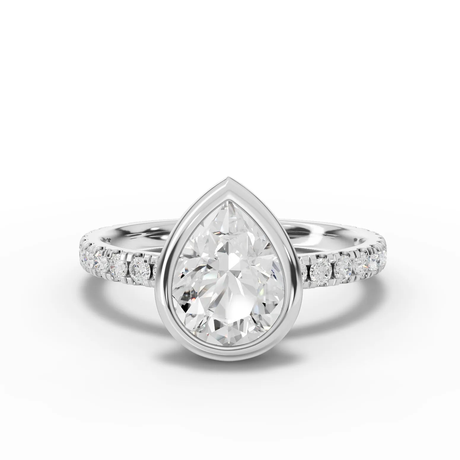 1.9CT Pear Lab Diamond Accent Engagement Ring - Buvea Jewels