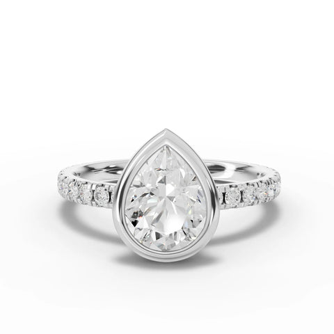 1.9CT Pear Lab Diamond Accent Engagement Ring - Buvea Jewels