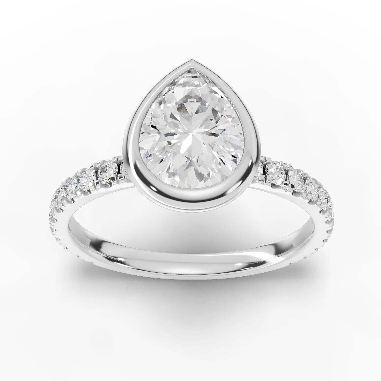 1.9CT Pear Lab Diamond Accent Engagement Ring - Buvea Jewels