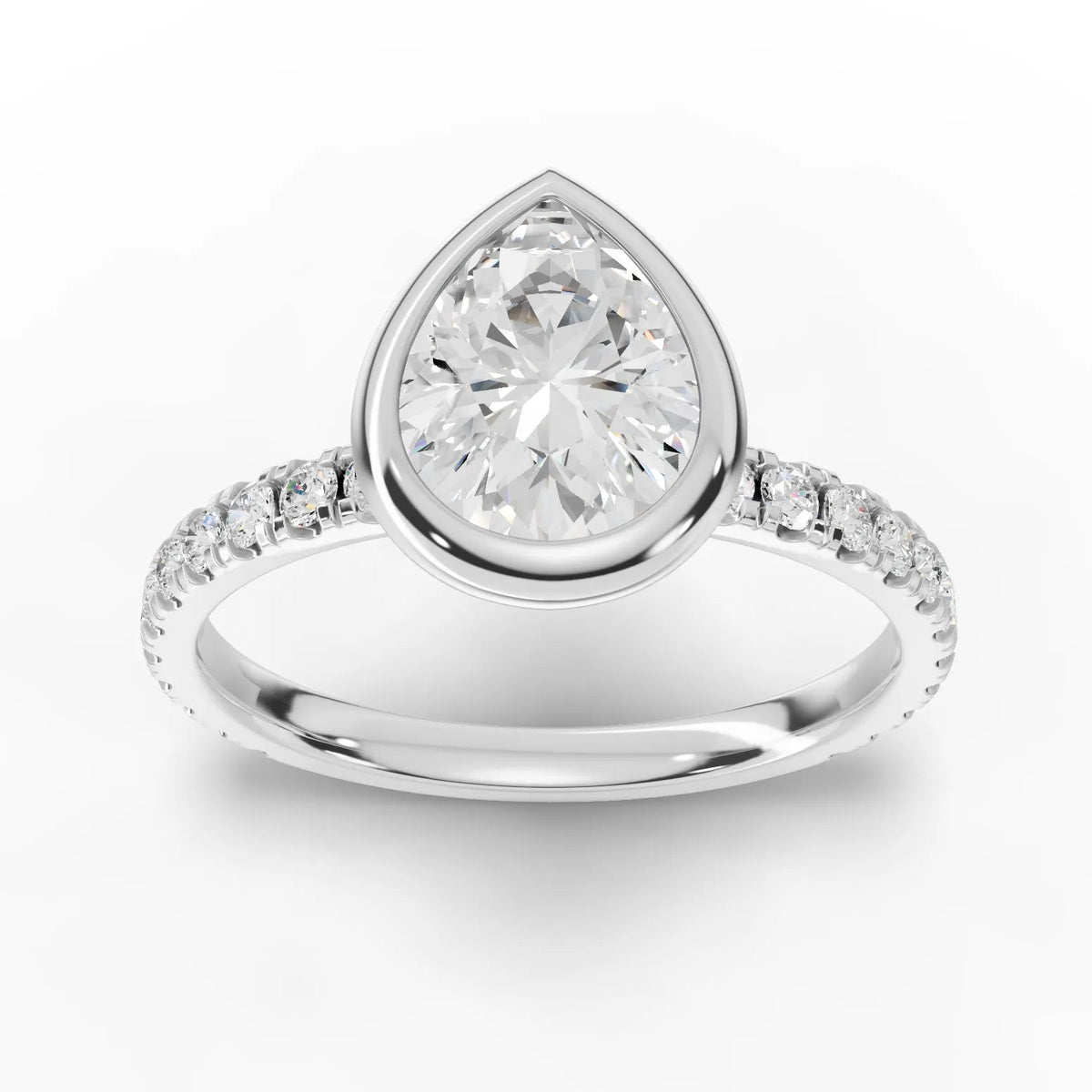 1.9CT Pear Lab Diamond Accent Engagement Ring - Buvea Jewels