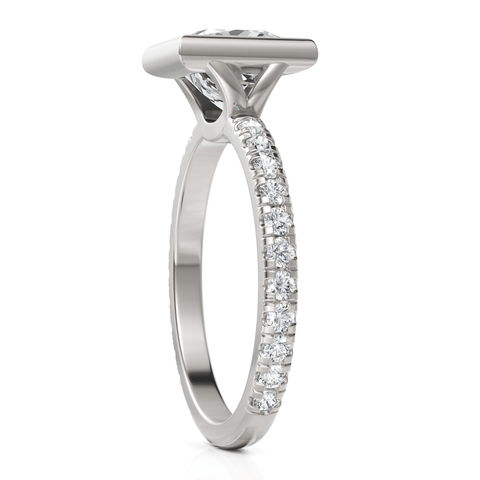 1.9CT Princess Lab Diamond Accent Engagement Ring - Buvea Jewels