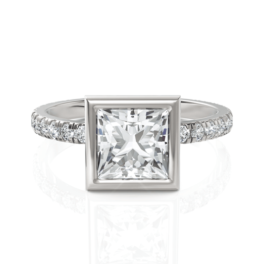 1.9CT Princess Lab Diamond Accent Engagement Ring - Buvea Jewels