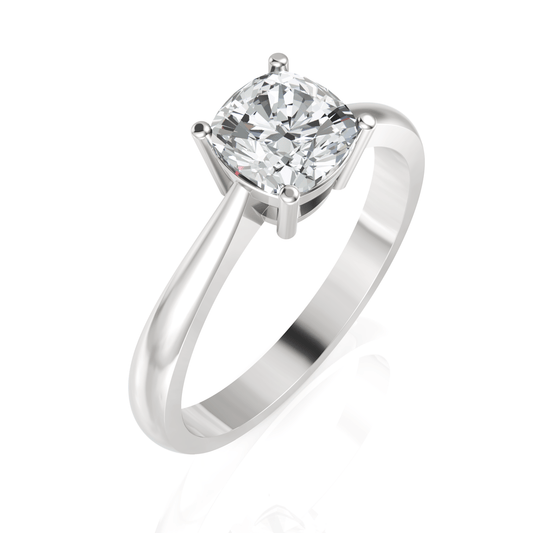 1CT Cushion Lab Diamond Classic Solitaire Engagement Ring - Buvea Jewels