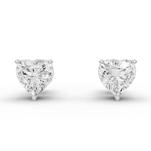 1CT Each Heart Lab Diamond Stud Earrings - Buvea Jewels