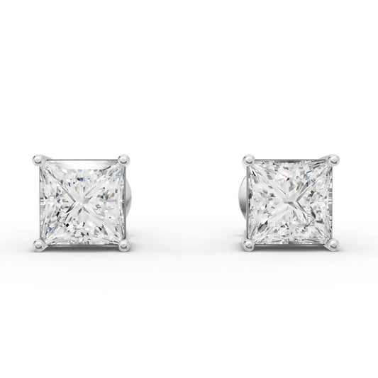 1CT Each Princess Lab Diamond Stud Earrings - Buvea Jewels