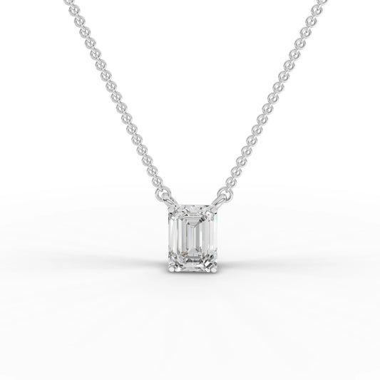1CT Emerald Lab Diamond Solitaire Pendant - Buvea Jewels