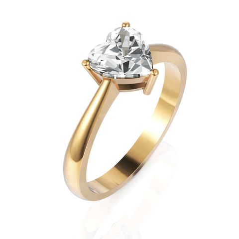 1CT Heart Lab Diamond Classic Solitaire Engagement Ring - Buvea Jewels