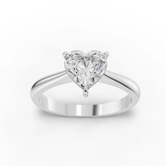 1CT Heart Lab Diamond Classic Solitaire Engagement Ring - Buvea Jewels