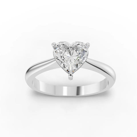 1CT Heart Lab Diamond Classic Solitaire Engagement Ring - Buvea Jewels
