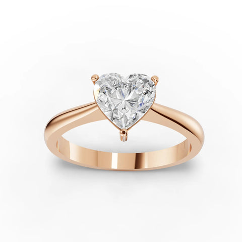 1CT Heart Lab Diamond Classic Solitaire Engagement Ring - Buvea Jewels