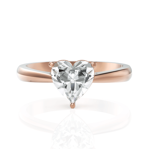 1CT Heart Lab Diamond Classic Solitaire Engagement Ring - Buvea Jewels