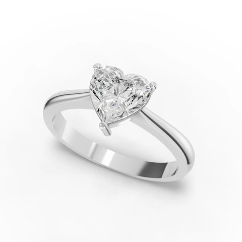 1CT Heart Lab Diamond Classic Solitaire Engagement Ring - Buvea Jewels