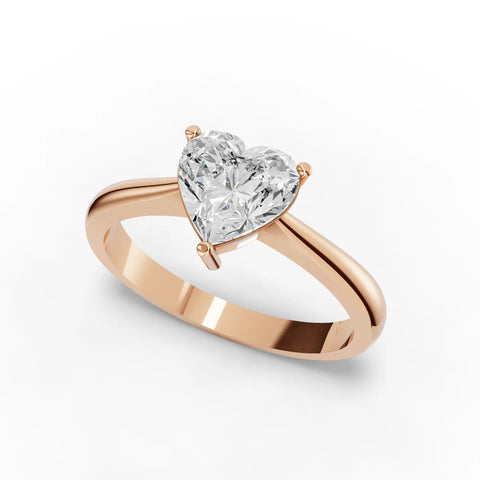 1CT Heart Lab Diamond Classic Solitaire Engagement Ring - Buvea Jewels