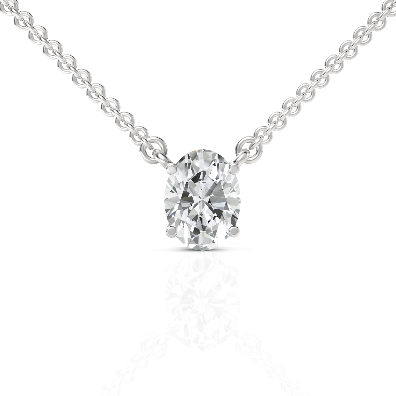 1CT Oval Lab Diamond Solitaire Pendant - Buvea Jewels