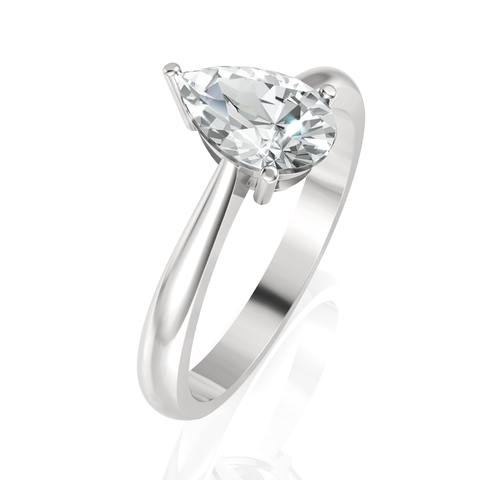 1CT Pear Lab Diamond Classic Solitaire Engagement Ring - Buvea Jewels